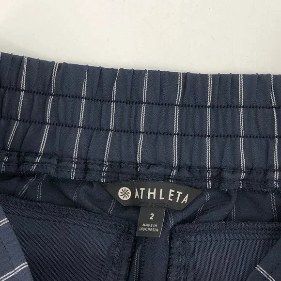 Athleta Blue Striped Wide Leg Pants | Casual to Special Event - Picture 3 of 6